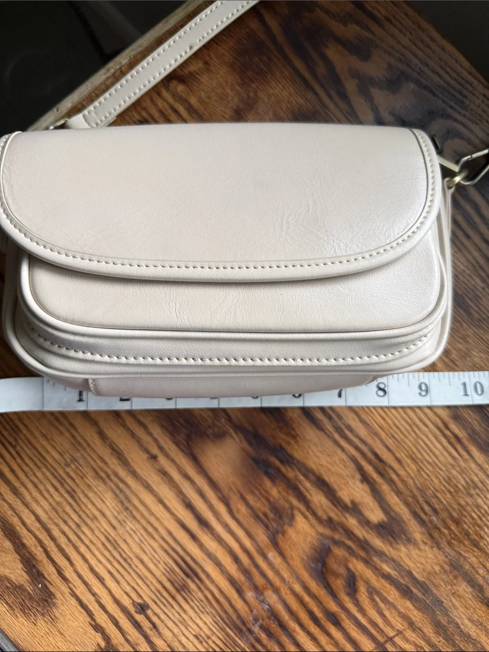 Elegant Cream Crossbody Bag with Flap - Everyday Shoulder Bag